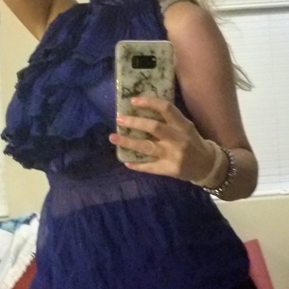 Ruffled blue top